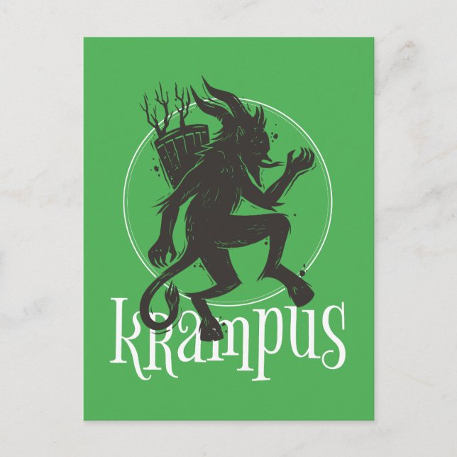 Krampus Grönt Vykort (Framsida)