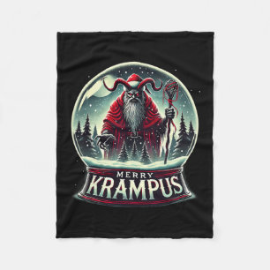 Krampus håller på att begå skräcken Merry Krampus Fleecefilt