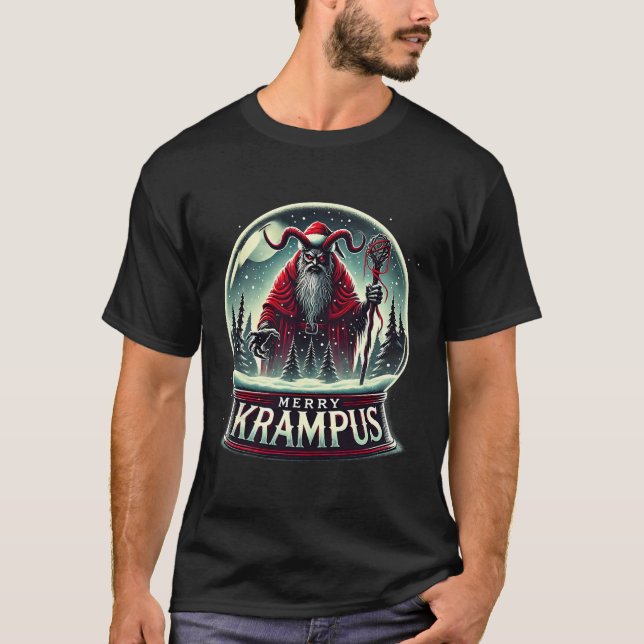 Krampus håller på att begå skräcken Merry Krampus  T Shirt (Framsida)