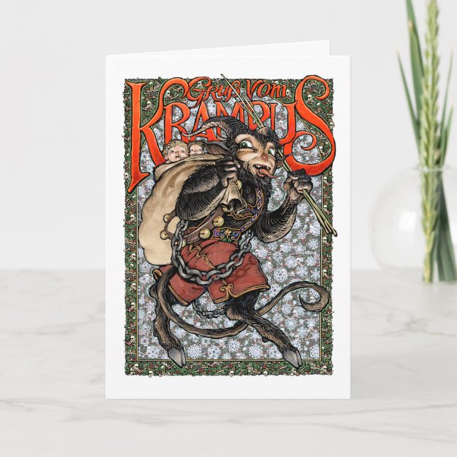 Krampus-hälsningskort Helgkort (Framsida)