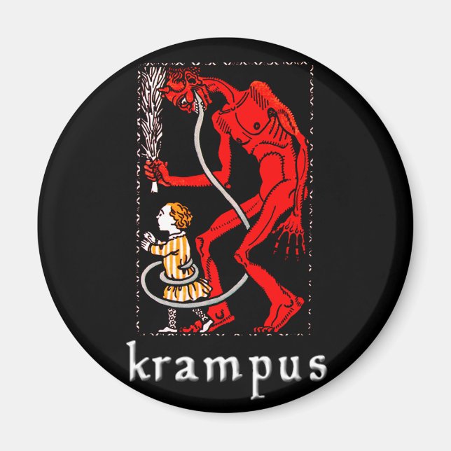 Krampus "har en lång tunga" Magnet (Framsidan)