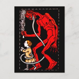 Krampus har en lång tunga vykort