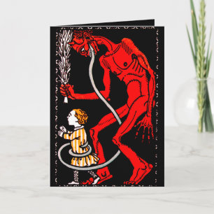Krampus har lång tunga helgkort