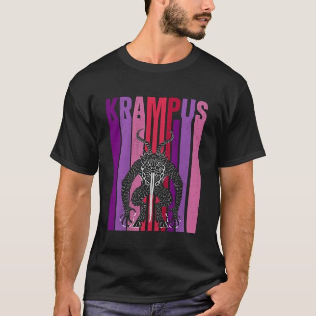 Krampus i vintage-stil t shirt (Framsida)