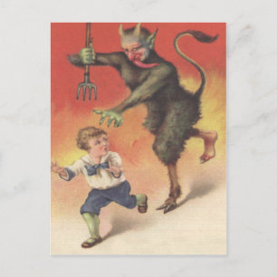 Krampus jagar barn vykort