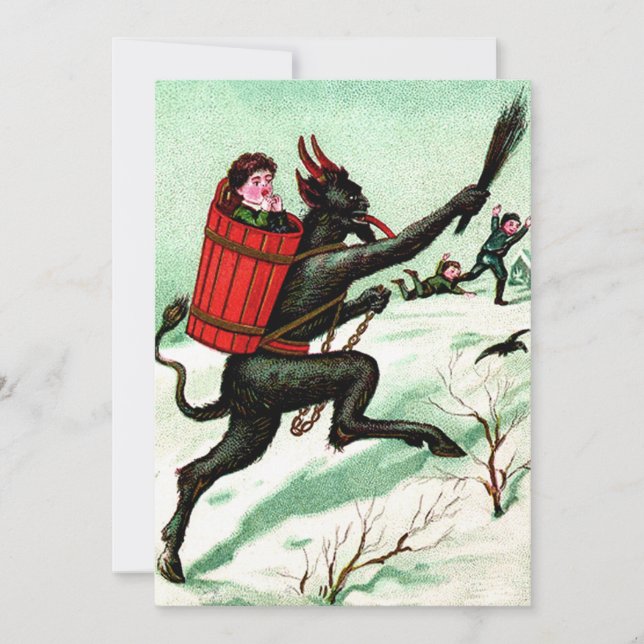 Krampus jagar dåliga barn vinter snö (Framsida)