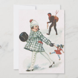 Krampus jagar en liten flicka med docka