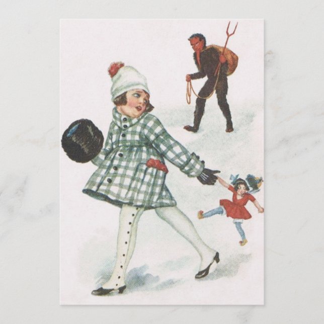 Krampus jagar en liten flicka med docka (Framsida)