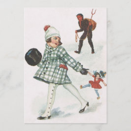 Krampus jagar en liten flicka med hund