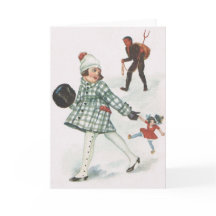 Krampus jagar en liten flicka med hund