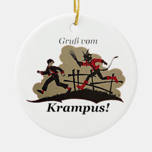 Krampus jaktunge julgransprydnad keramik