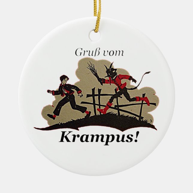 Krampus jaktunge julgransprydnad keramik (Framsidan)