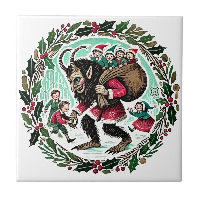 Krampus jul kakelplatta (Framsidan)