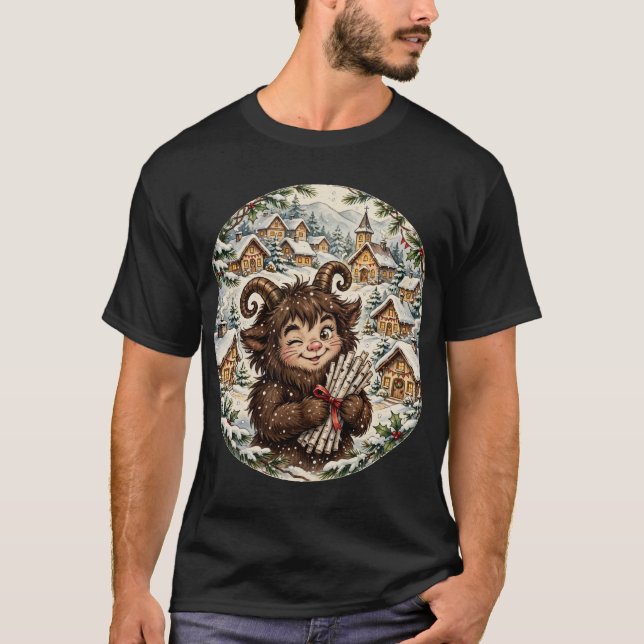 Krampus jul mörk T-shirt (Framsida)