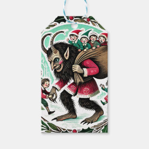 Krampus-jul Presentetikett