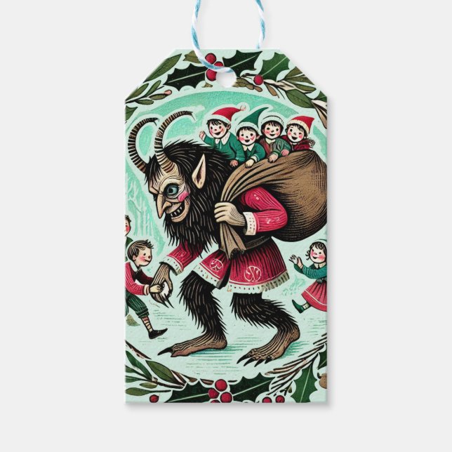 Krampus-jul Presentetikett (Framsidan)