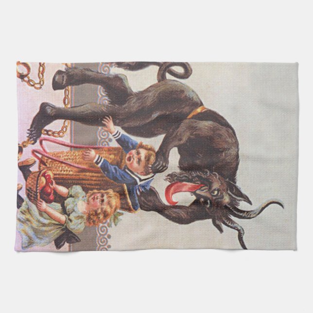 Krampus kidnappade barn kökshandduk (Horisontell)