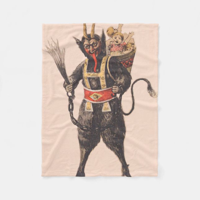 Krampus kidnappade barn med käpp fleecefilt (Framsidan)