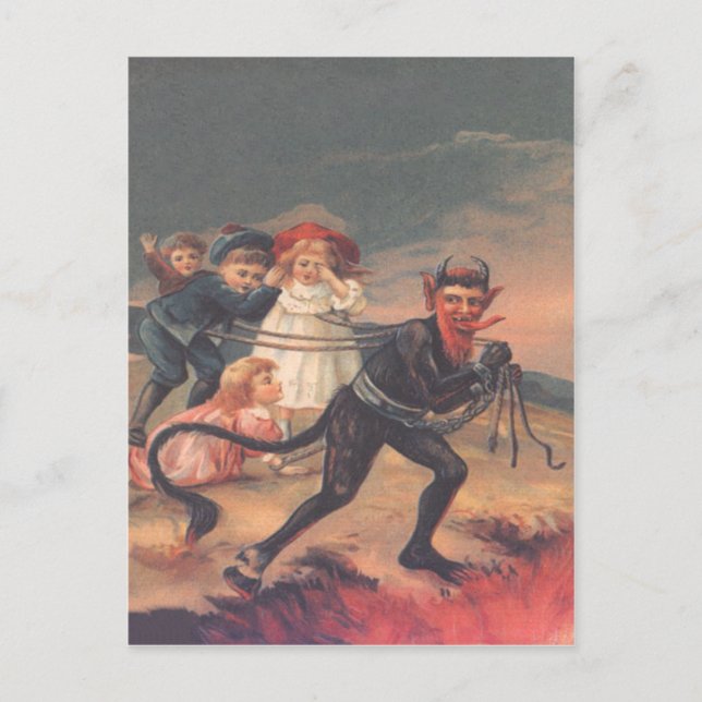 Krampus kidnappade barn vykort (Framsida)