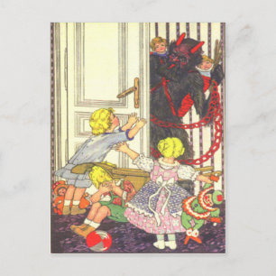 Krampus kidnappade elaka barn vykort