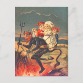 Krampus kidnappande barn vykort