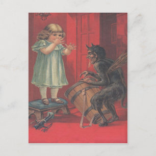 Krampus kidnappande flicka leksak vykort