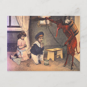 Krampus Kidnapping Bad Children Vykort