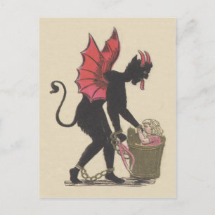 Krampus Kidnapping Child chain Vingar Vykort