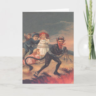 Krampus Kidnapping Children Helgkort