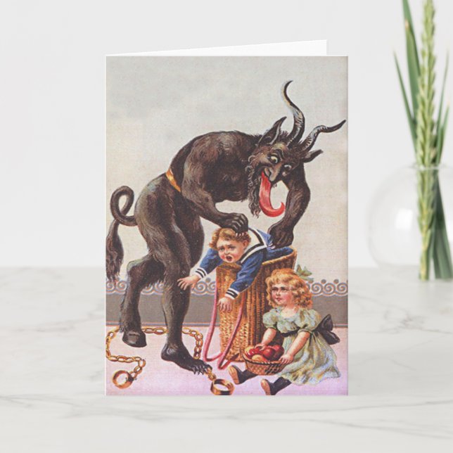 Krampus Kidnapping Children Helgkort (Framsida)