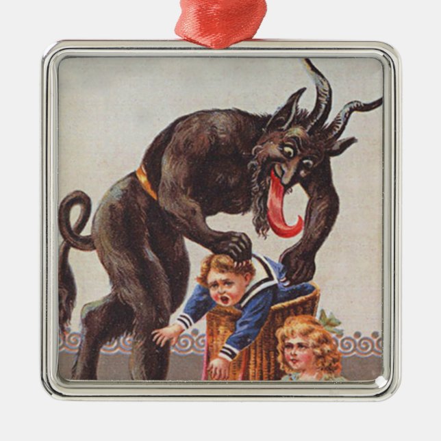 Krampus Kidnapping Children Julgransprydnad Metall (Framsidan)