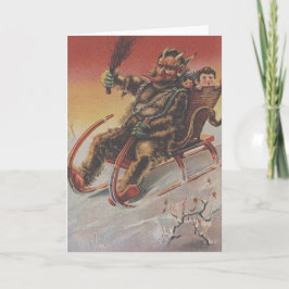 Krampus Kidnapping Children Sleigh Helgkort