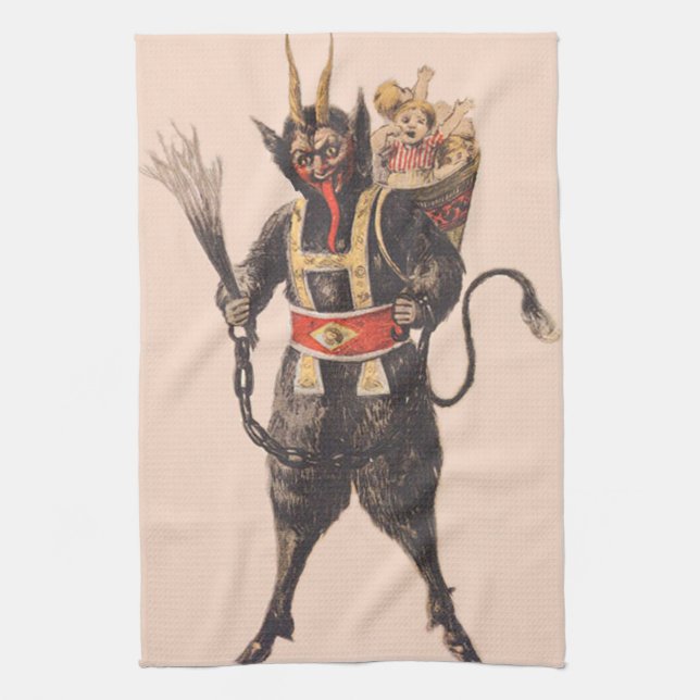 Krampus Kidnapping Children Switch Kökshandduk (Vertikal)
