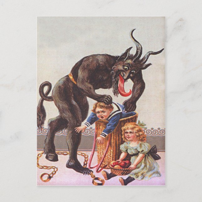 Krampus Kidnapping Children Vykort (Framsida)