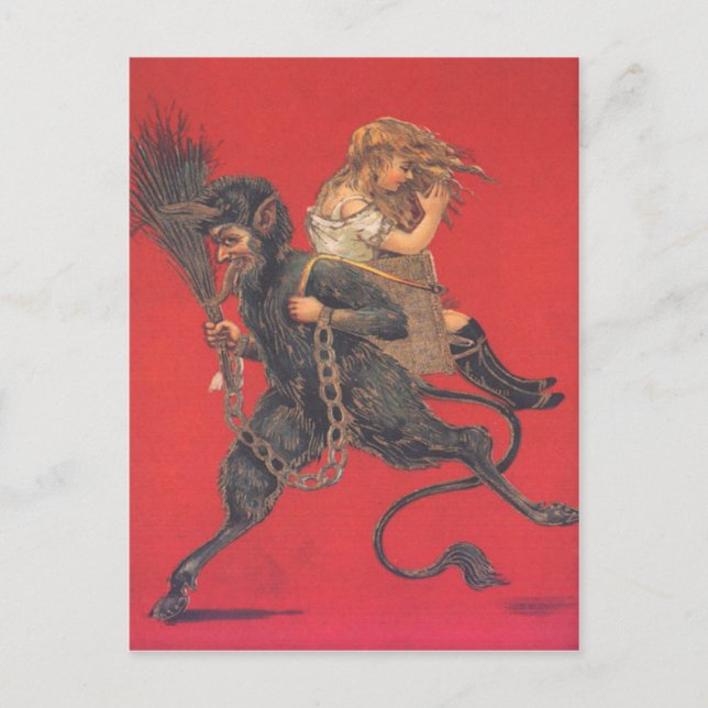 Krampus Kidnapping Girl Vykort (Framsida)