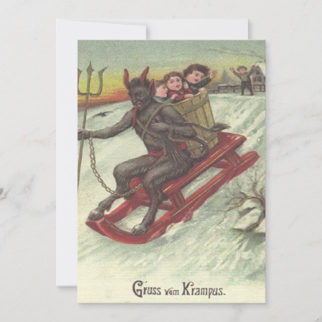 Krampus Kidnapping Kids på Sleigh (Framsida)