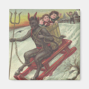 Krampus Kidnapping Kids på Sleigh Pitchfork Magnet