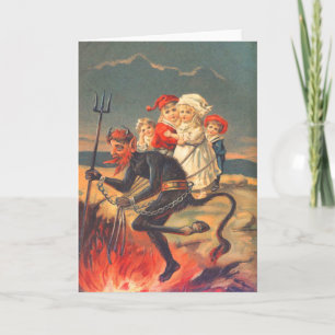 Krampus kidnappningbarn helgkort