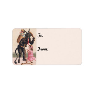 Krampus Kidnaps Kids Vintage jul Gift-Märkre Adressetikett