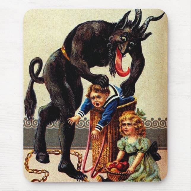 Krampus Kids i Basket Helgdag jul Mousepad Musmatta (Framsidan)