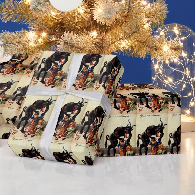 Krampus Kids i Basket Helgdag-julklapp Presentpapper (Helgdagar)