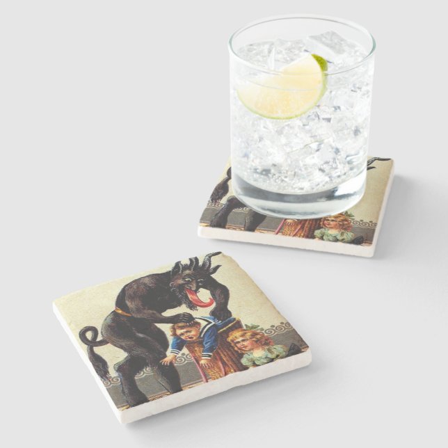 Krampus Kids i Basket Helgdag Stone Underlägg (Sidan)