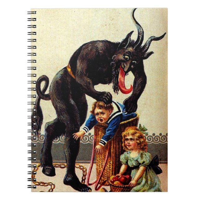 Krampus Kids i Basket Helgdag vid jul Anteckningsbok Med Spiral (Framsidan)