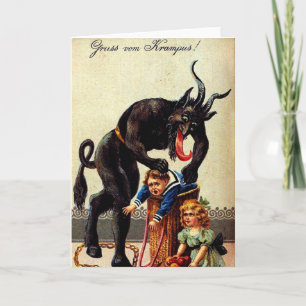 Krampus Kids i hälsningskortet Basket Helgdag Jula Helgkort
