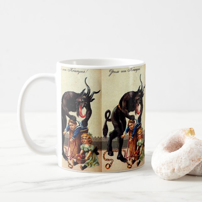 Krampus Kids i julen i Basket Helgdag Kaffemugg (Med munk)