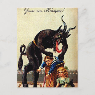Krampus Kids i julvykort i Basket Helgdag Helg Vykort