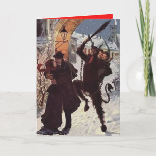 Krampus Kissing Couple Punish Kidnap Helgkort