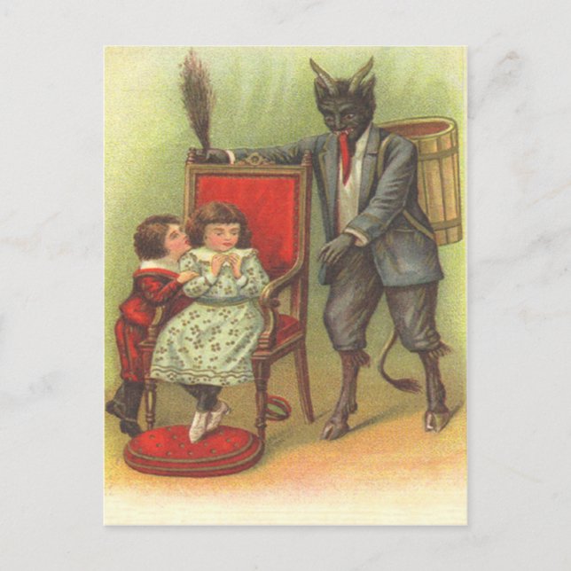 Krampus kommer för dåliga barn vykort (Framsida)