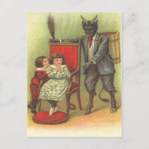 Krampus kommer för de elaka barnen vykort