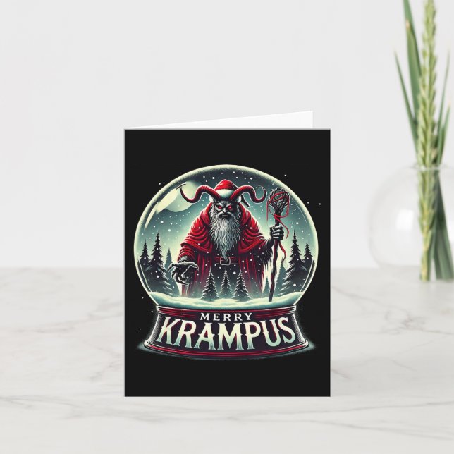 Krampus Kommer Till Stan Skräck Glad Krampus Jul Kort (Framsida)